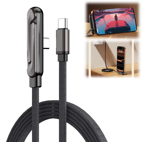 240W Invisible Holder Charger Cable Fast Charging Cord with Built-In Phone Stand Charging Cable Type-C to Type-C Cable